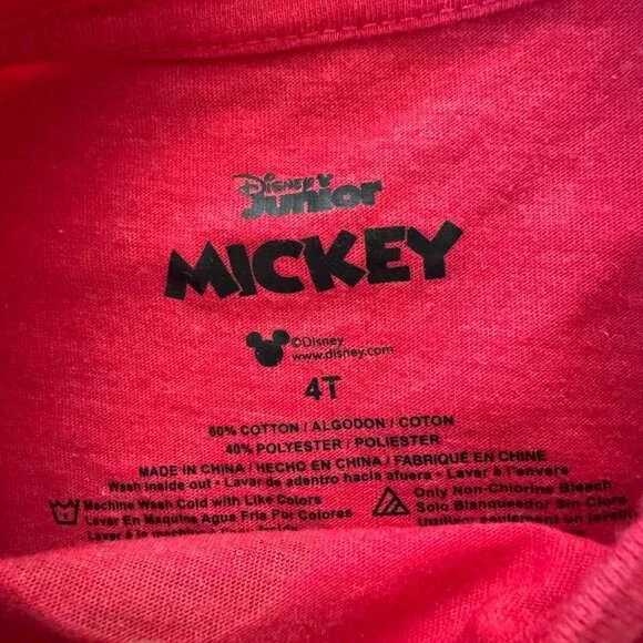 🔥 4 for $20 DEAL 🔥  Disney Mickey Mouse Ladies Man Red Long Sleeve Shirt | 4T - Picture 5 of 5